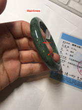 Load image into Gallery viewer, 58mm certified type A 100% Natural oily spinach green jadeite jade bangle PC12-9257