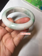 Load image into Gallery viewer, 54.5mm Certified 100% natural Type A sunny green/white chubby jadeite jade bangle BK96-0319