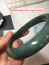 Load image into Gallery viewer, 62mm certified 100% natural Type A oily dark green gray black(老油青) jadeite jade bangle BS176-0054