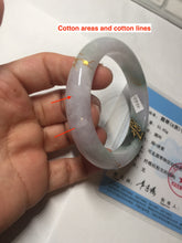 Load image into Gallery viewer, 54mm 100% Natural type A dark green purple white carved plum bossom and golden-painted Jadeite Jade bangle BP166-0266