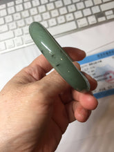 Load image into Gallery viewer, 52.5mm Certified Type A 100% Natural Oily Dark Green Gray Black(油青) Oval Jadeite Jade Bangle PH257-7126