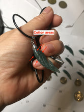 Load image into Gallery viewer, 100% Natural Type A Icy Watery Dark Green Blue-Gray Jadeite Jade 3D Fish Guatemala Pendant Add-On Item PC225