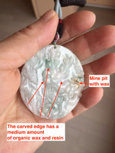 Load image into Gallery viewer, Type A 100% Natural light green/white carved plum blossoms and sika deer (Flowers all the way, 一路繁花)jadeite Jade Pendant AA26