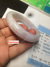 Load image into Gallery viewer, 53.8mm certificated Type A 100% Natural light purple/white/yellow Jadeite Jade bangle K112-4023