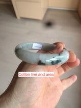 Load image into Gallery viewer, 56.6mm certified 100% natural Type A light green/white with green floating flowers oval jadeite jade bangle B91-1643