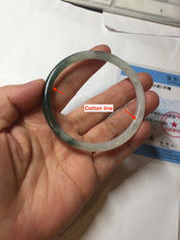 Load image into Gallery viewer, Sold !55.3mm Certified type A 100% Natural icy watery dark green white half mountain half water two-tone(半山半水) slim round cut Jadeite bangle BG218-8579
