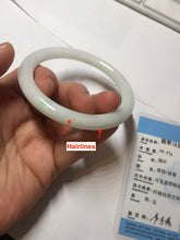 Load image into Gallery viewer, 57.5mm Certified Type A 100% Natural sunny green white round cut Jadeite Jade bangle BF142-4078