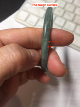 Load image into Gallery viewer, 55.5mm Certified Type A 100% Natural dark green/blue/gray Guatemala slim round cut Jadeite bangle PH172-8138
