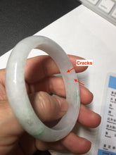 Load image into Gallery viewer, 47mm certified 100% natural Type A icy watery sunny green white oval jadeite jade bangle BP47-9362