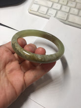Load image into Gallery viewer, 55.5mm Certified Type A 100% Natural green yellow/sugar brown flying dandelions nephrite Jade bangle HN54-0476