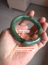 Load image into Gallery viewer, 55.5mm Certified Type A 100% Natural oily dark green(老油青)/gray Jadeite bangle BG227-3215