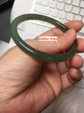 Load image into Gallery viewer, 55.5mm Certified 100% Natural icy watery light green yellow gray Deep Lake Water Green Nephrite Bangle HN176-6917