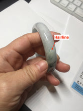 Load image into Gallery viewer, 55.4mm certified Type A 100% Natural light purple with green floating flowers Jadeite Jade bangle AU11-1260