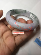 Load image into Gallery viewer, 54.4mm certified 100% natural Type A light purple with sunny green flying flowers jadeite jade bangle BL105-8717