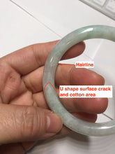 Load image into Gallery viewer, 57mm Certified type A 100% Natural sunny green/white round cut Jadeite bangle BN77-9819