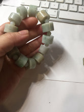 Load image into Gallery viewer, AllaboutjadeCanada.com only 54–58mm 100% Natural Type A light Green, yellow, purple, brown & Gray Jadeite Cylinder Bead Bracelet PC245 add on item.