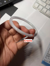 Load image into Gallery viewer, Sold! please don't order, Thanks. 62mm Certified Type A 100% Natural white light purple slim round cut Jadeite bangle AU35-8538