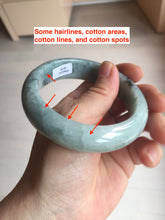 Load image into Gallery viewer, 58mm certified Type A 100% Natural light green gray chubby Jadeite Jade bangle BS115-6636