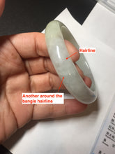 Load image into Gallery viewer, 57.5mm certified 100% natural Type A icy watery light yellow/white with jadeite jade bangle BL56-3288
