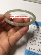 Load image into Gallery viewer, 54.8mm Certified type A 100% Natural light green gray black slim round cut Jadeite bangle PA188-2474
