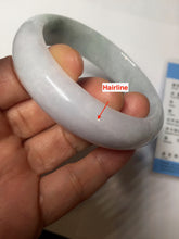 Load image into Gallery viewer, 54.6mm certified 100% natural Type A light gray white purple chubby jadeite jade bangle PH150-4758