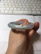 Load image into Gallery viewer, 53.5mm certified 100% Natural type A icy watery light green purple carved branches and flowers and golden-painted Jadeite Jade bangle PH196-5248