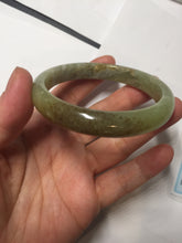 Load image into Gallery viewer, 55.5mm Certified Type A 100% Natural green yellow/sugar brown flying dandelions nephrite Jade bangle HN54-0476