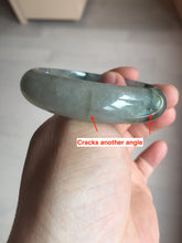 Load image into Gallery viewer, 53.7mm certificated Type A 100% Natural dark green gray black Jadeite Jade bangle S87-7052