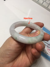 Load image into Gallery viewer, 51.9mm certified Type A 100% Natural light purple with green floating flowers Jadeite Jade bangle AU10-1263