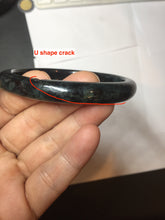 Load image into Gallery viewer, AllaboutjadeCanada.com only 61.8mm type A 100% Natural dark green black MoCui(墨翠) Jadeite bangle PC195