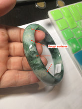Load image into Gallery viewer, 59.2mm certified Type A 100% Natural dark green gray light purple with brown flying dandelions slim round cut Jadeite Jade bangle PH220-3236