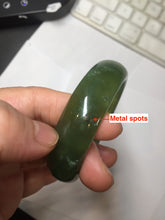 Load image into Gallery viewer, 54mm 100% Natural icy watery blue/black/gray Xiu Jade Serpentine bangle XY126