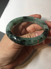 Load image into Gallery viewer, Shopify only! 59mm certified type A 100% Natural icy watery green/black Jadeite Jade bangle BM44-8566
