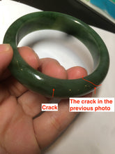 Load image into Gallery viewer, 52.7mm 100% Natural dark green/black nephrite Jade (碧玉) bangle HF36