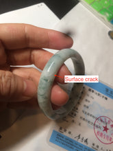 Load image into Gallery viewer, 51.5mm certified 100% natural Type A light green/white with green floating flowers oval jadeite jade bangle AM83-1631