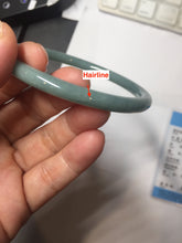 Load image into Gallery viewer, 63mm Certified Type A 100% Natural Light Blue Green Gray Ru Kiln Sky Celadon Blue (汝窑天青蓝) Guatemala Jadeite Jade Slim Round Bangle BS172-8648