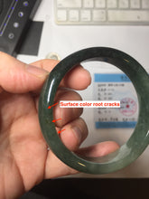 Load image into Gallery viewer, 55.5mm Certified Type A 100% Natural oily dark green(老油青)/gray Jadeite bangle BG230-0389