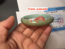 Load image into Gallery viewer, 53mm Certified Type A 100% Natural apple green brown oval Jadeite bangle BH97-2190