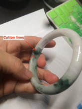 Load image into Gallery viewer, 58.8mm certified 100% Natural green/white with green floating flowers Jadeite Jade bangle AZ37-4365