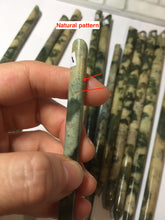 Load image into Gallery viewer, 100% Natural Mottled Green, Olive, and Creamy Yellow Camouflage Color Xiu Jade (Serpentine) Hairpin Group AW60