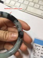 Load image into Gallery viewer, 58mm 100% Natural type A icy watery green dark carved flowers golden-painted round cut Jadeite Jade bangle PH76-5856