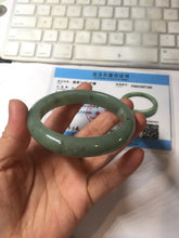 Load image into Gallery viewer, 57.5mm Certified Type A 100% Natural Oily Dark Green Gray Black(油青) Jadeite Jade Bangle PE106-7160