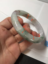 Load image into Gallery viewer, 57.6mm certificated Type A 100% Natural light green/red/purple/brown (FU LU SHOU) Jadeite Jade bangle Y164-7289
