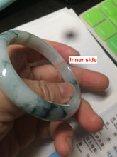 Load image into Gallery viewer, 50mm Certified Type A 100% Natural green/white with flying flowers oval Jadeite Jade bangle AH75-1630