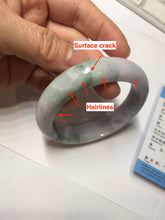 Load image into Gallery viewer, 57.7mm certified 100% natural Type A light green yellow purple(FU LOU SHOU) chubby jadeite jade bangle PA191-4761