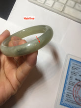 Load image into Gallery viewer, 54.2mm certified 100% Natural icy watery light beige pale pink gray white nephrite bangle HN124-1064