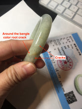 Load image into Gallery viewer, 56.6mm certified 100% natural Type A icy watery light yellow/white with jadeite jade bangle BL55-3278