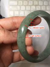 Load image into Gallery viewer, 61mm certified type A 100% Natural oily dark green gray Jadeite jade bangle PJ46-2867