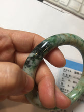Load image into Gallery viewer, 58mm Certified Type A 100% Natural Sunny Green Brown with Green Floating Flowers round cut Jadeite Jade Bangle PC211-6216 58/11.3/10.6mm