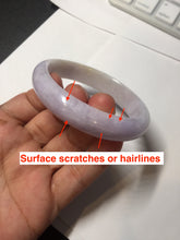 Load image into Gallery viewer, 50mm certified Type A 100% Natural purple white oval Jadeite Jade bangle BQ74-4936